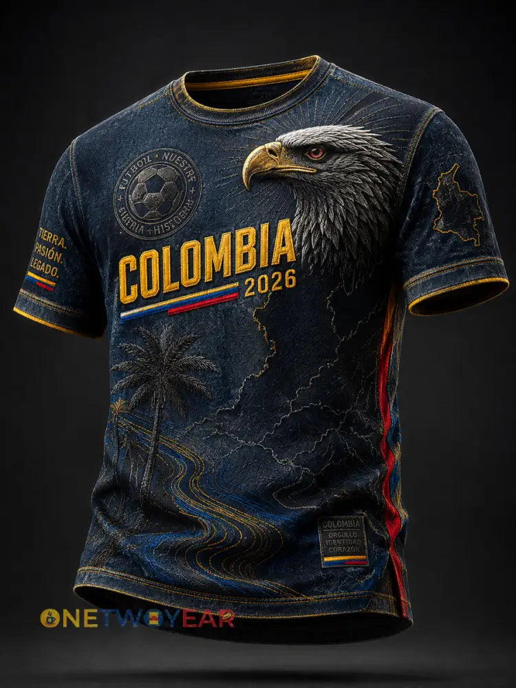 2026 Colombia Fútbol ’Águila Andina’ Camiseta Casual Artística - como imagen / S