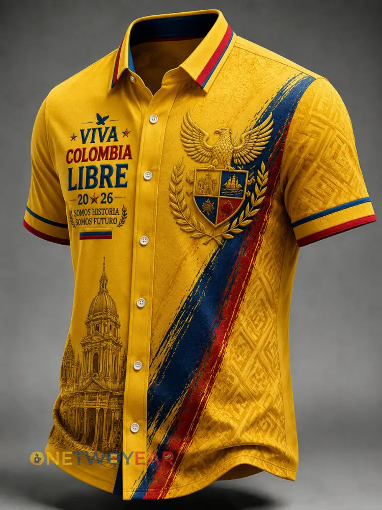 Camisa del arte del cóndor andino del día de la independencia colombiano del vintage - como imagen / S