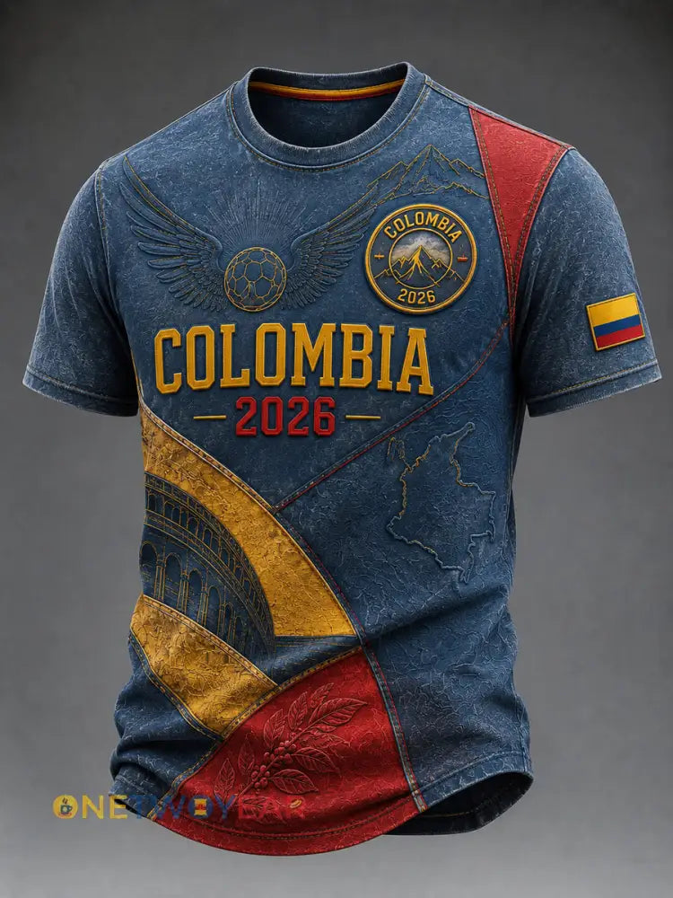 Camiseta 2026 retro del arte del ventilador del fútbol de Colombia - como imagen / S
