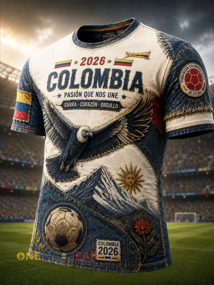 Camiseta casual conmemorativa del fútbol retro de Colombia - como imagen / S