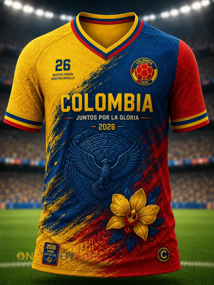 Camiseta casual de aficionado al fútbol colombiano estilo retro - como imagen / S