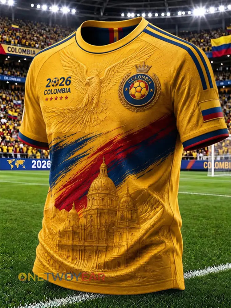 Camiseta casual estampada de fútbol de Colombia 2026 para hombre - como imagen / S
