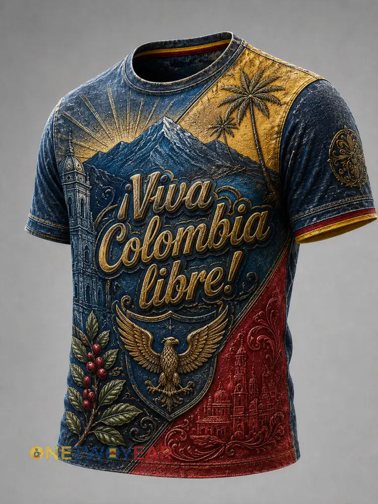 Camiseta clásica e informal de Columbia estilo vintage para el Día de la Independencia - como imagen / S