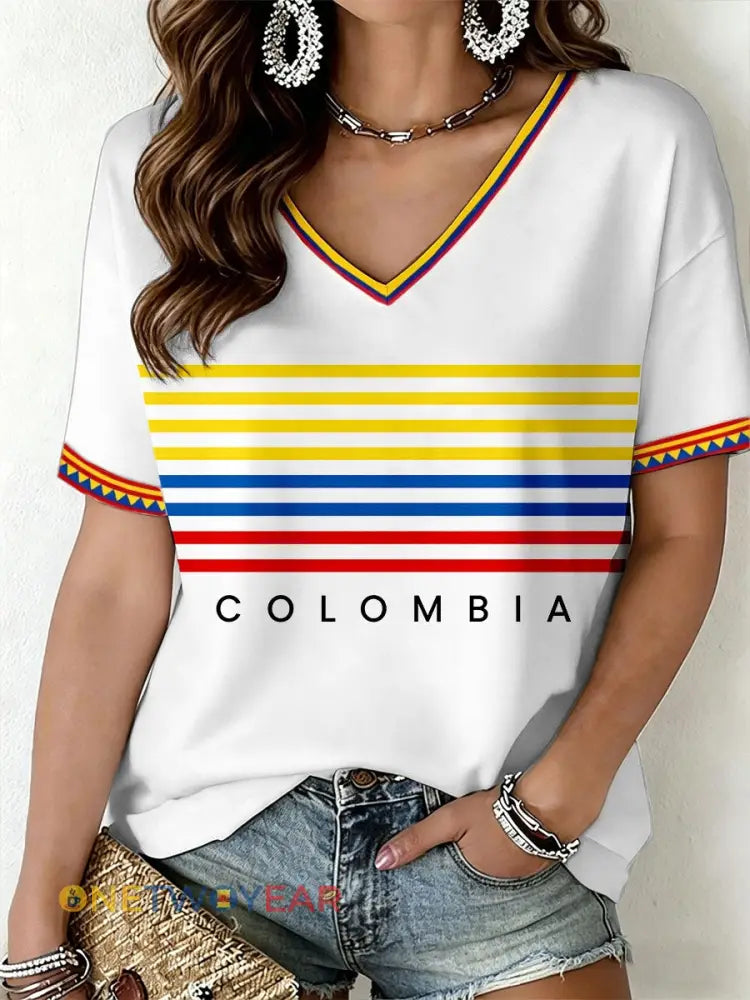 Camiseta Colombia para mujer - blanco / S