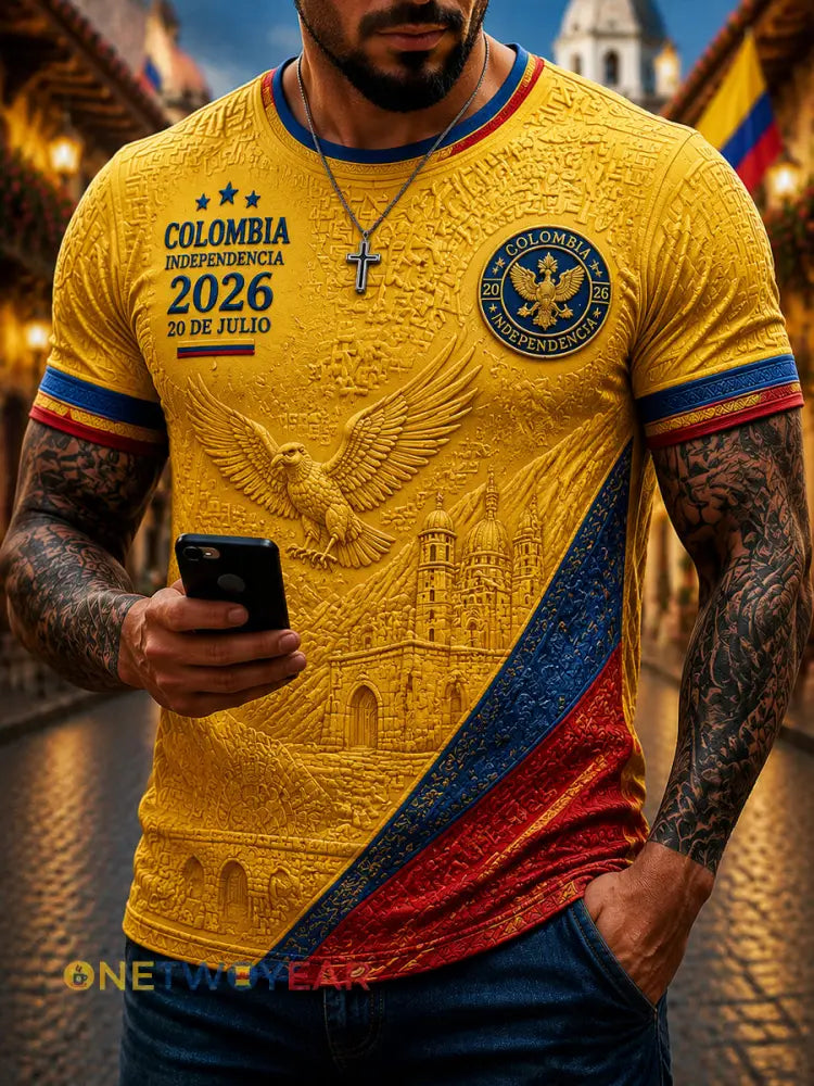 Camiseta con textura vintage para hombre Columbia Independence Day - como imagen / S