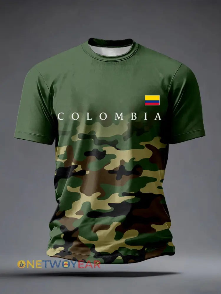 Camiseta de Colombia para hombre - verde ejército / S