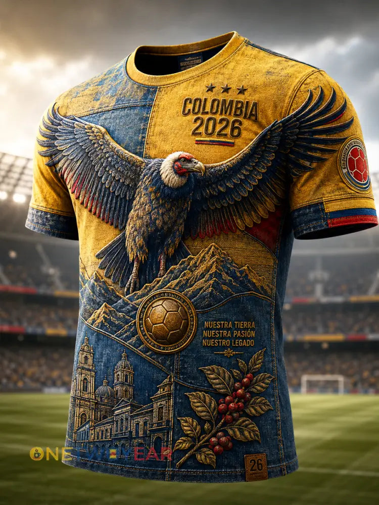 Camiseta retra del remiendo del ventilador del fútbol de Colombia - como imagen / S
