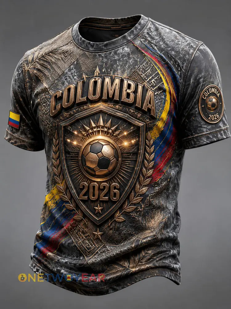Camiseta Vintage Colombia Soccer Emblem Casual - como imagen / S