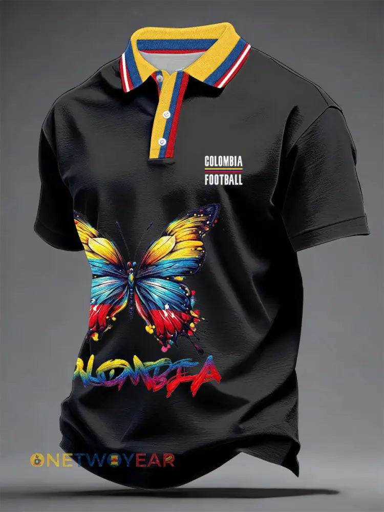 Camisetas casuales de fútbol colombiano para hombre - negro / S