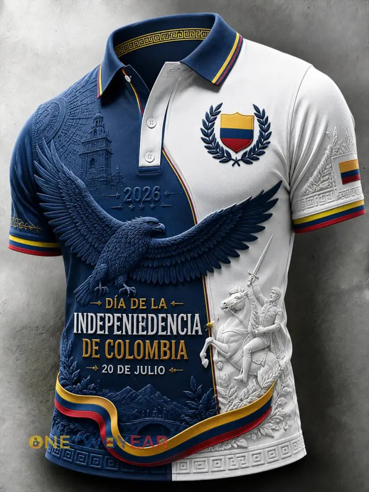 Polo Arte del cóndor andino del día de independencia de Columbia del vintage - como imagen / S