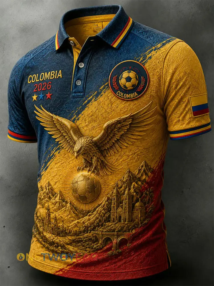 Polo casual de hombre con estampado de fútbol de Colombia colección 2026 - como imagen / S