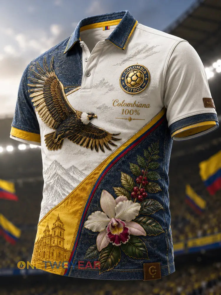 Polo clásico del águila andina del fútbol de Columbia del vintage - como imagen / S