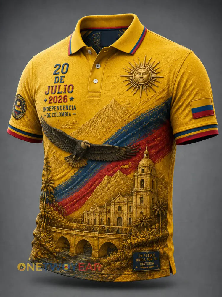 Polo conmemorativo del día de independencia de Colombia del vintage - como imagen / S
