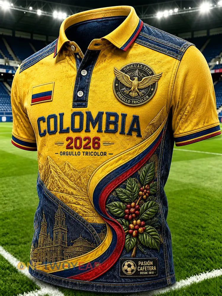 Polo retro del remiendo de la fan del fútbol de Columbia - como imagen / S