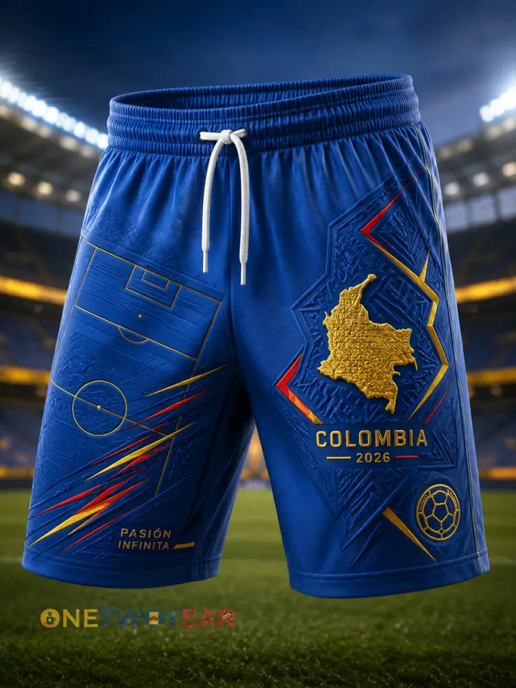 Retro Columbia Classic Pantalones cortos casuales para los aficionados al fútbol - como imagen / S