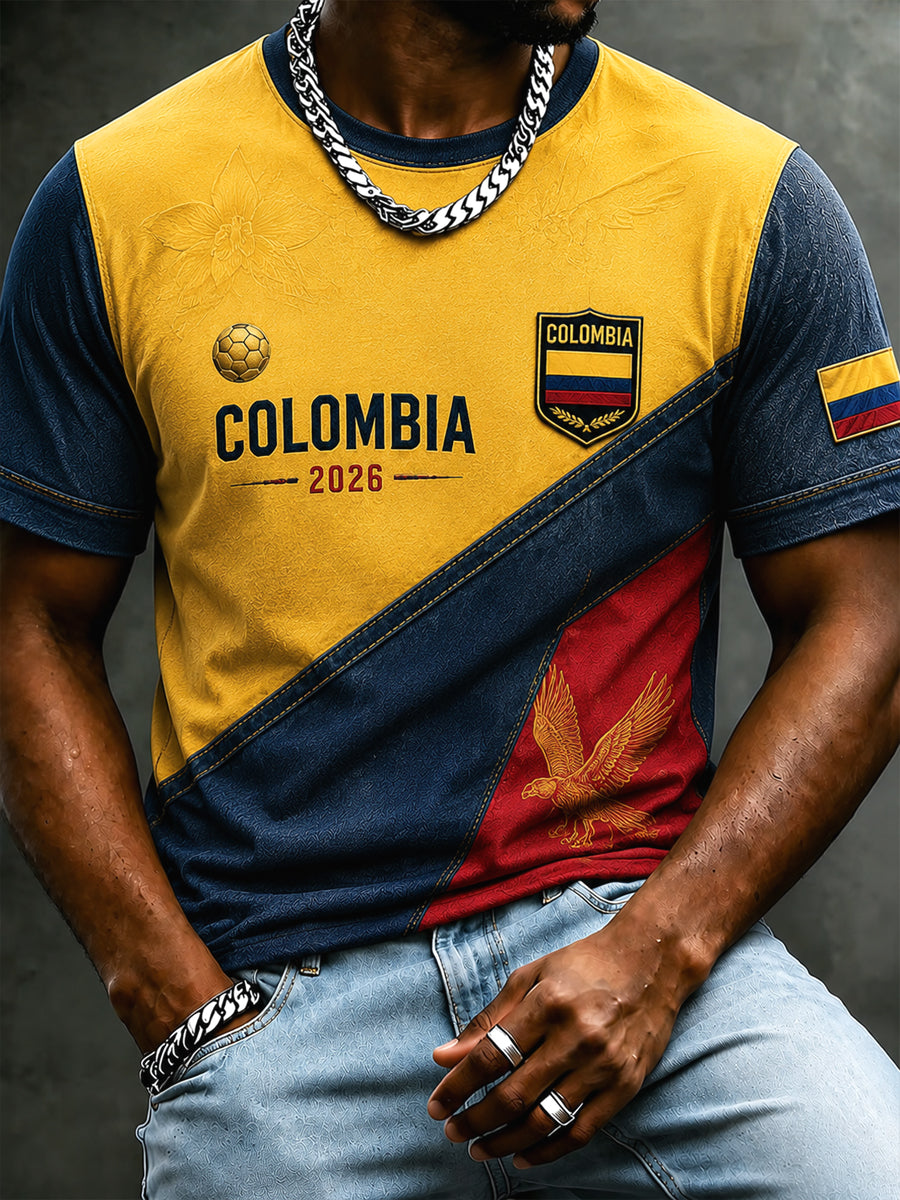 Camiseta casual 2026 Columbia Soccer Art para hombre