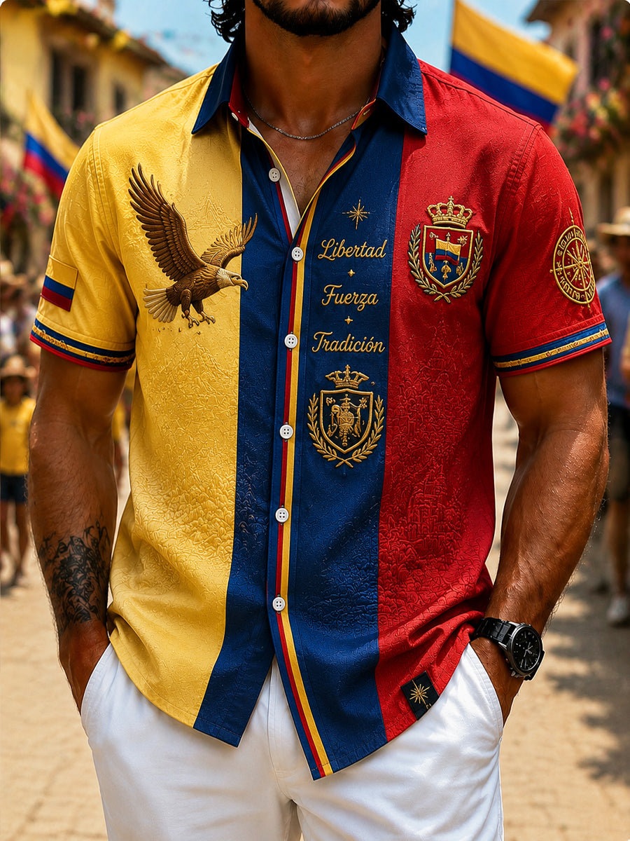 Camisa casual libre retro Columbia Eagle de los hombres
