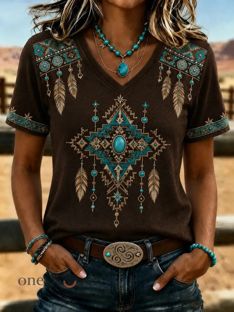 Women’s Vintage Western Short Sleeve T-shirt - As picture / S