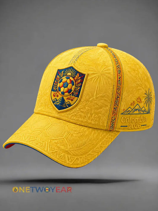 2026 Colombia Fútbol Imprimir Casual Unisex Sombrero - amarillo / UNO