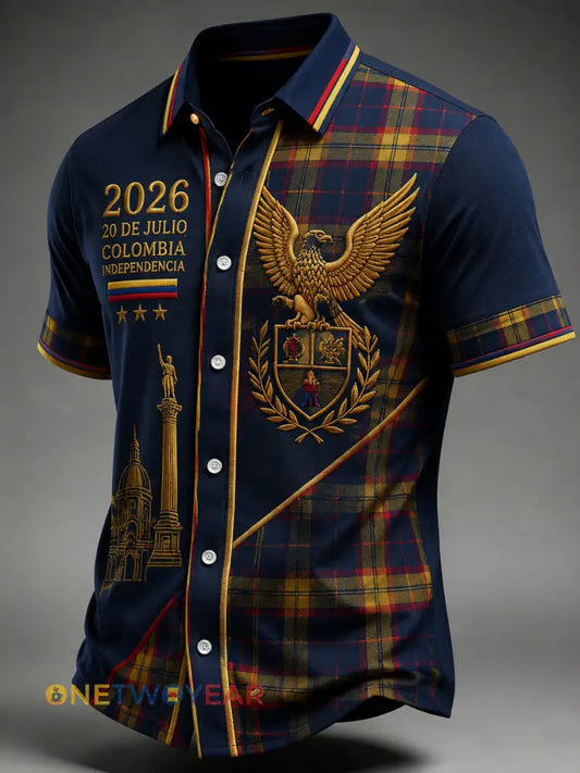 Camisa a cuadros del arte del día de independencia de Columbia del vintage - como imagen / S