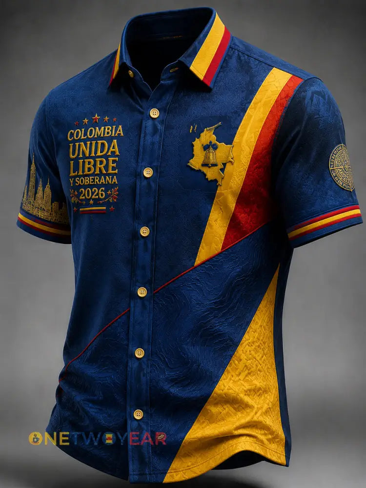 Camisa del arte del remiendo del día de la independencia de Columbia del vintage - como imagen / S