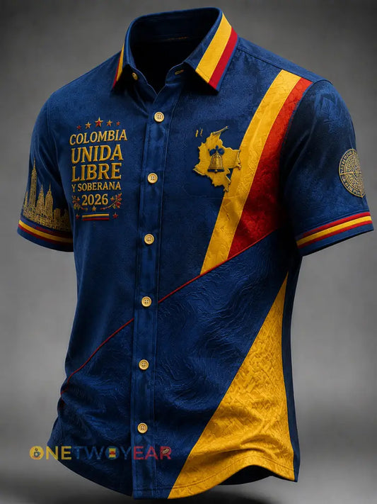 Camisa del arte del remiendo del día de la independencia de Columbia del vintage - como imagen / S