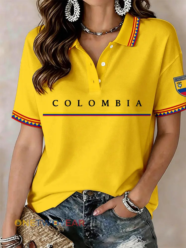 Camisa polo Colombia para mujer - Amarillo / S