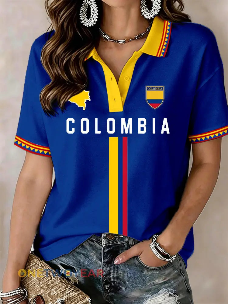 Camisa polo Colombia para mujer - Azul / S