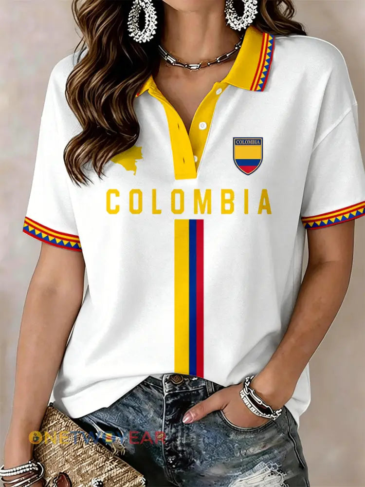 Camisa polo Colombia para mujer - Blanco / S