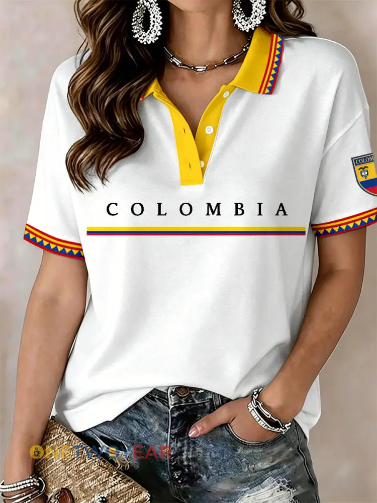 Camisa polo Colombia para mujer - Blanco / S