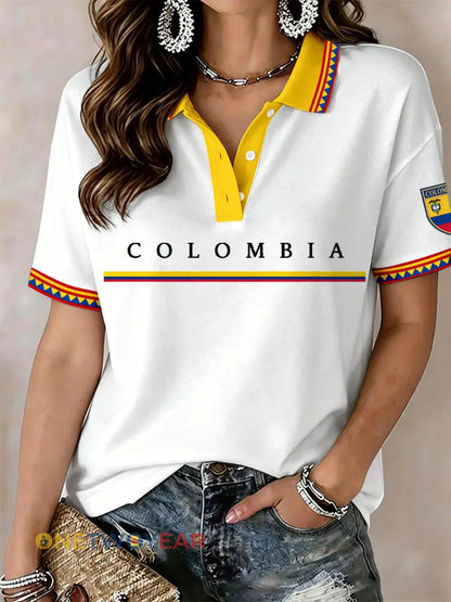 Camisa polo Colombia para mujer - Blanco / S
