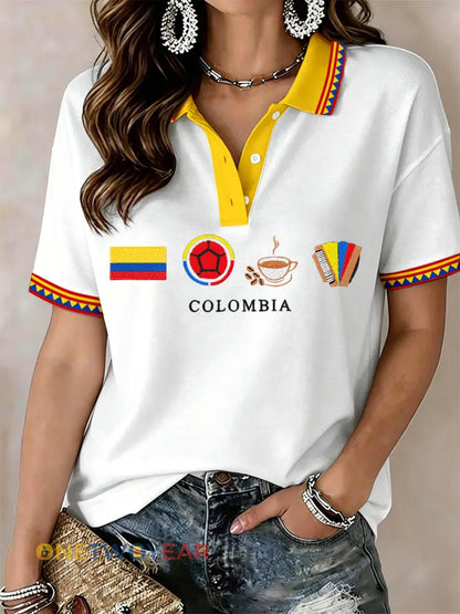Camisa polo Colombia para mujer - Blanco / S