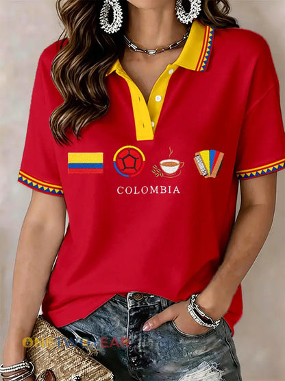 Camisa polo Colombia para mujer - Rojo / S