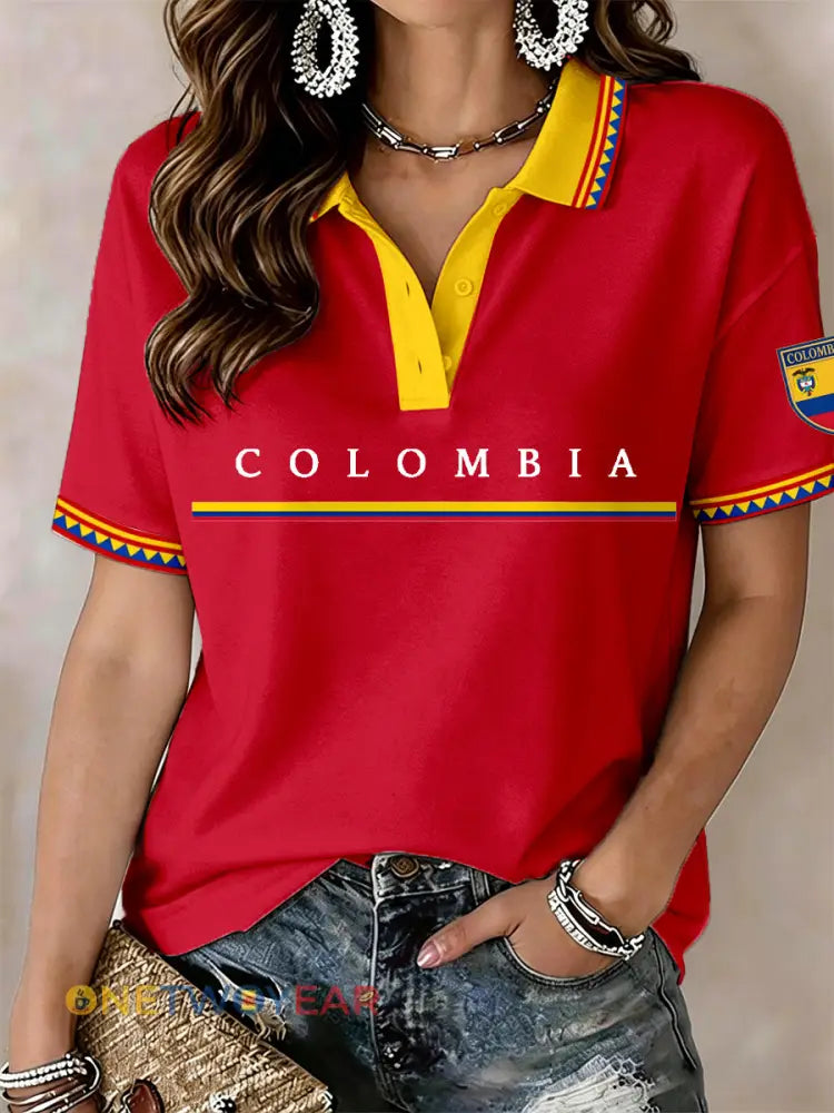 Camisa polo Colombia para mujer - Rojo / S