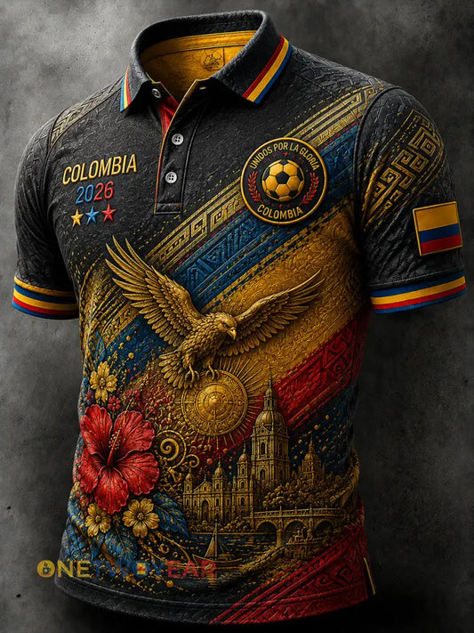 Camisa polo informal con diseño artístico de fan del fútbol americano retro de Columbia - como imagen / S