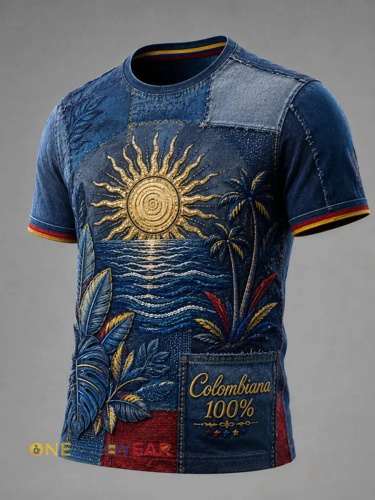 Camiseta casual artística del día de la independencia de Columbia del Vintage-estilo - como imagen / S