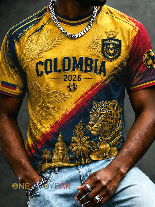 Camiseta casual clásica 2026 retro del fútbol de Columbia de los hombres - como imagen / S