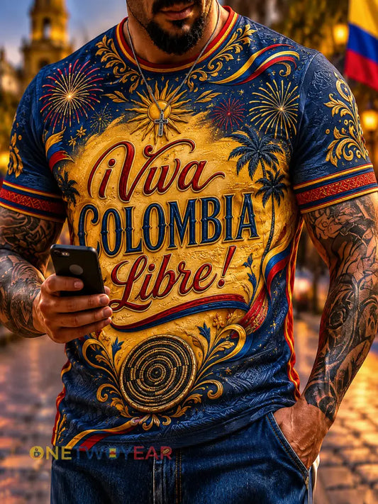 Camiseta casual clásica del día de la independencia de Columbia para hombre - como imagen / S
