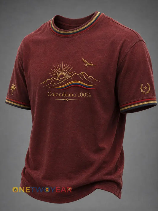 Camiseta casual conmemorativa del Día de la Independencia de Colombia estilo vintage - como imagen / S