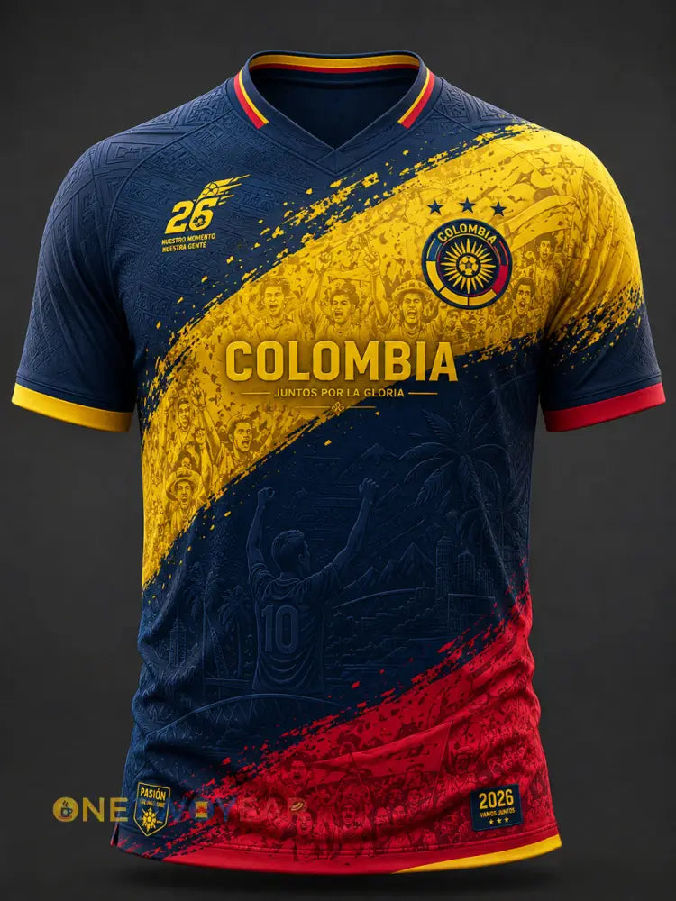 Camiseta casual de aficionado al fútbol colombiano estilo retro - como imagen / S