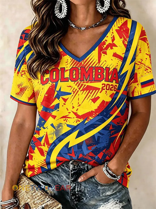 Camiseta casual de fútbol colombiano para mujer