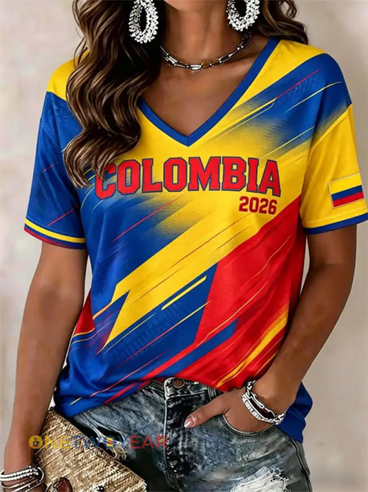 Camiseta casual de fútbol colombiano para mujer - como imagen / S