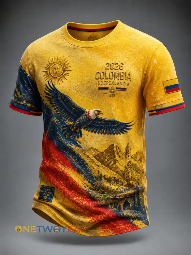 Camiseta casual del cóndor andino del día de la independencia de Colombia del vintage - como imagen / S