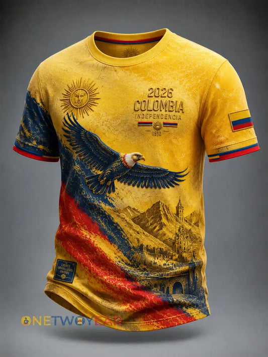 Camiseta casual del cóndor andino del día de la independencia de Colombia del vintage - como imagen / S