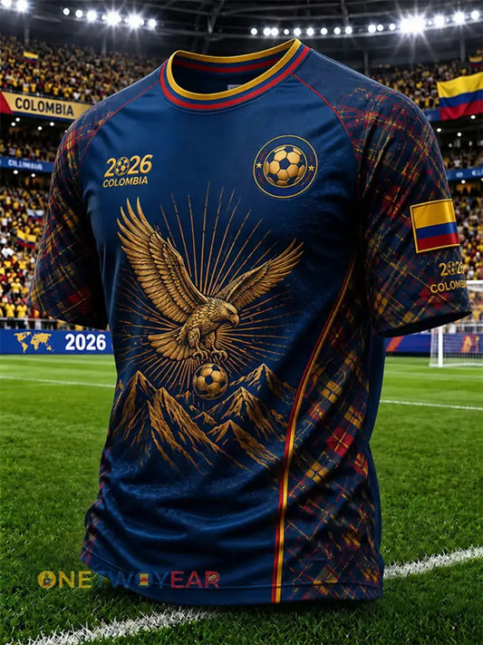 Camiseta casual estampada de fútbol de Colombia 2026 para hombre - como imagen / S