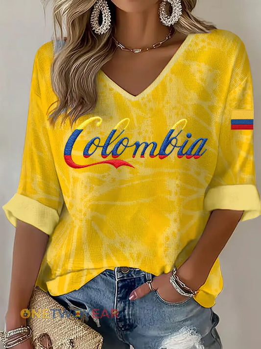 Camiseta casual estampada de mujer de Columbia - amarillo / S