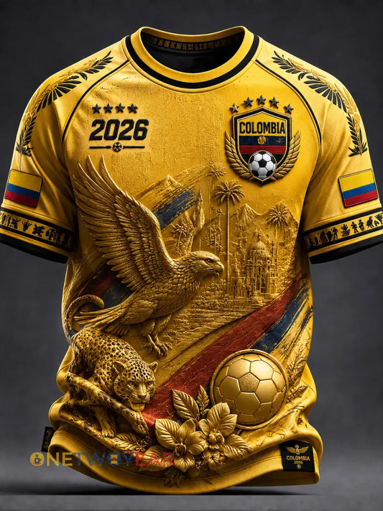 Camiseta clásica 2026 retra del fútbol de Colombia - como imagen / S