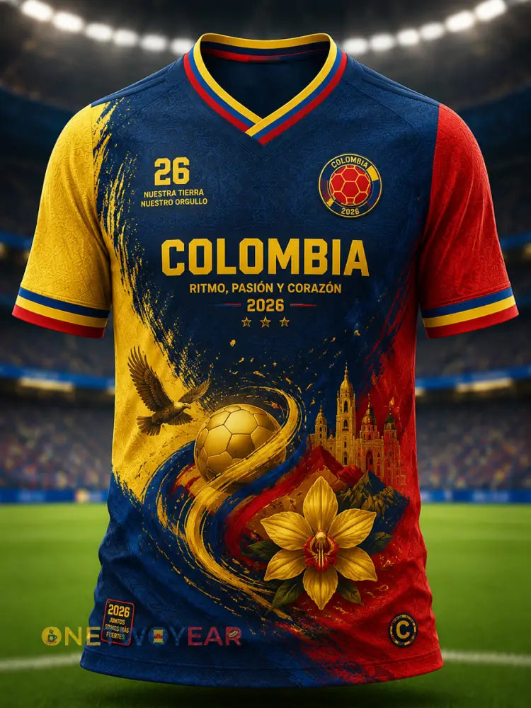 Camiseta clásica e informal de aficionado al fútbol colombiano estilo retro - como imagen / S