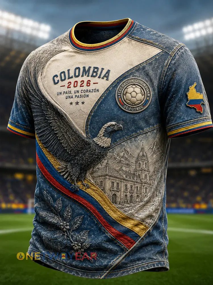 Camiseta clásica para aficionados al fútbol retro Colombia - como imagen / S