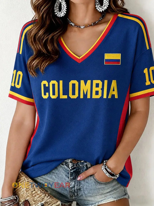 Camiseta Colombia para mujer - azul / S